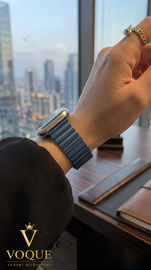 Baklalı Çelik Apple Watch Kordonu - Lacivert