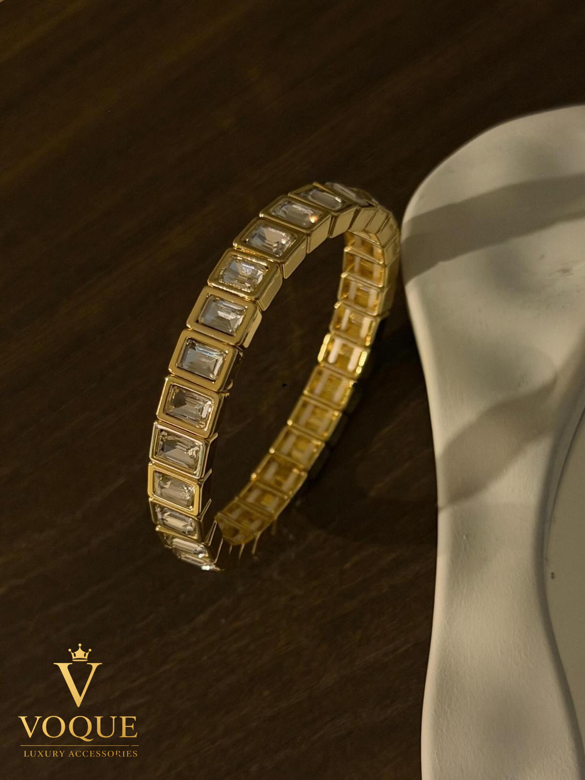 Luminous Gold Crystal Bangle