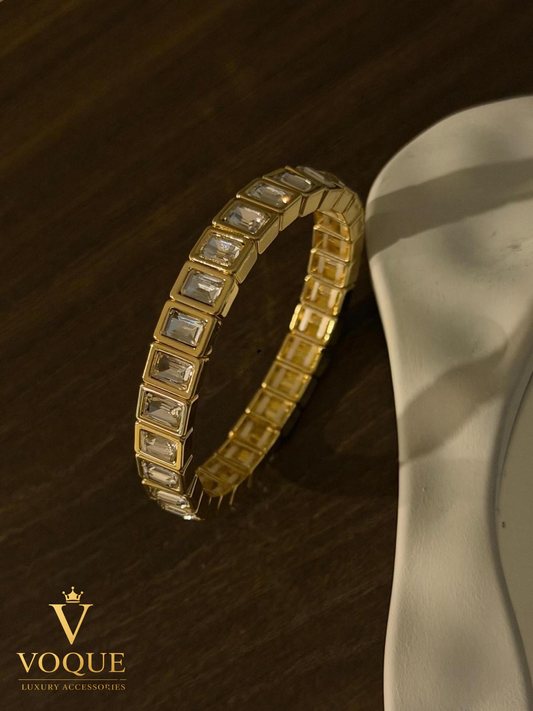Luminous Gold Crystal Bangle