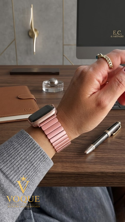 Baklalı Çelik Apple Watch Kordonu -Rose