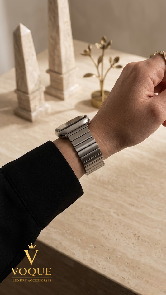 Baklalı Çelik Apple Watch Kordonu -Silver