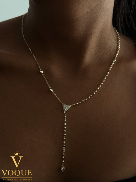 VOQUE Amour Kalp Pavé Lariat Kolye