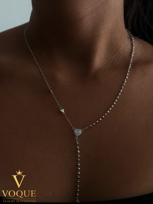 VOQUE Amour Kalp Pavé Lariat Kolye
