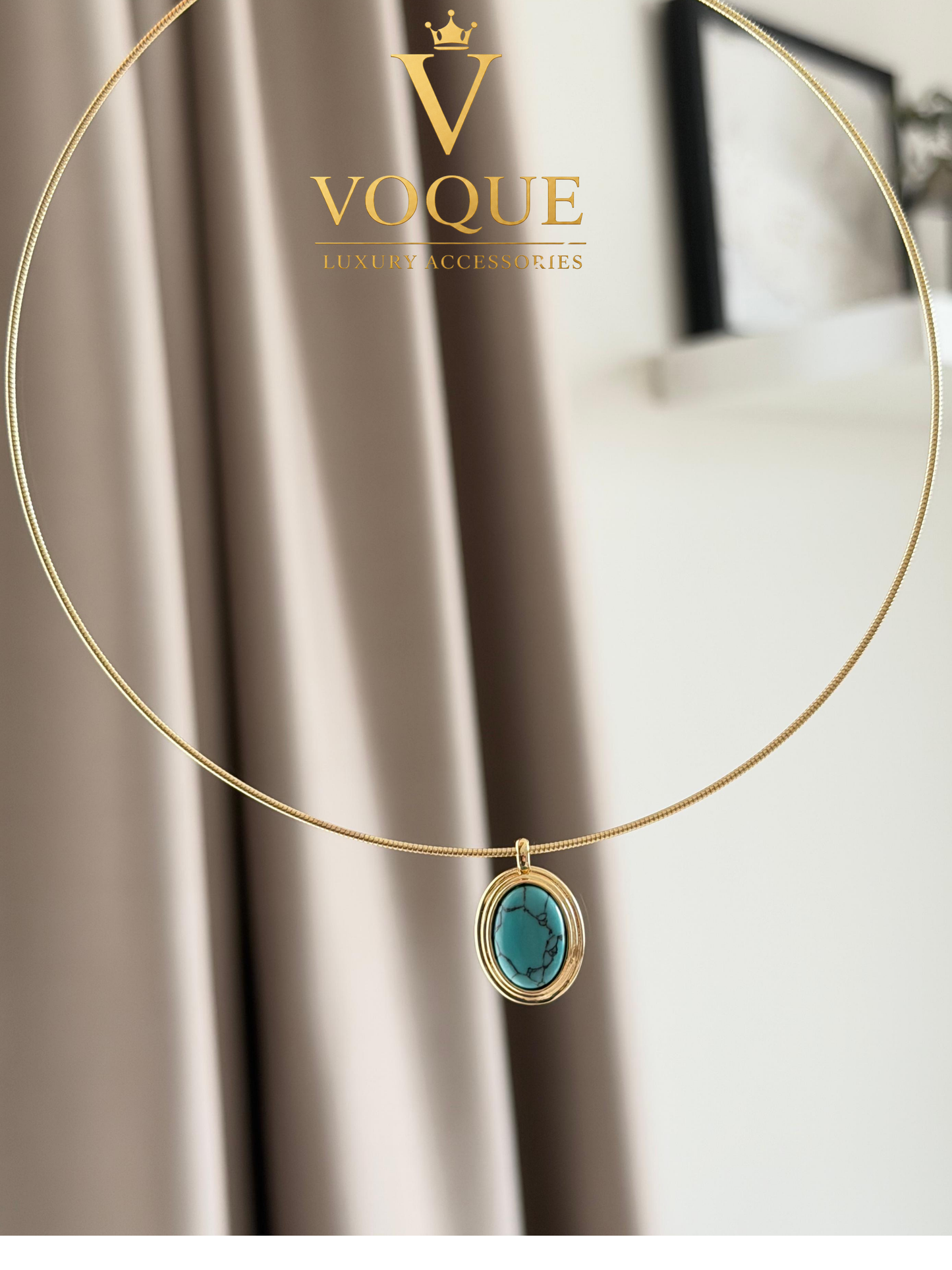 VOQUE Lüks Doğal Taşlı Choker Kolye