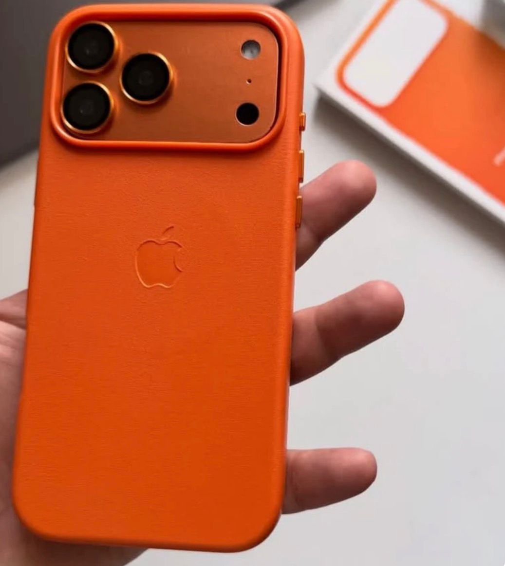 İphone  MagSafe Özellikli Deri Kılıf - Turuncu