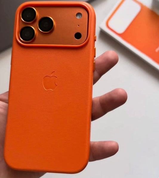 İphone  MagSafe Özellikli Deri Kılıf - Turuncu